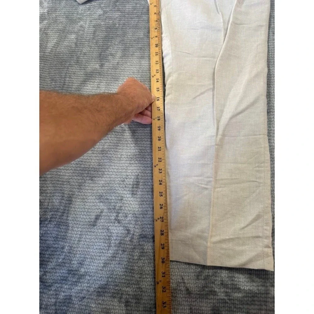 Perry Ellis Portfolio Travel Luxe‎ Linen Blend Modern Fit Pants Beige 38x30 NEW